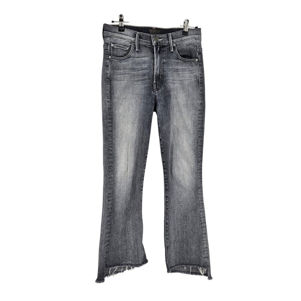 Mother The Insider Crop Step Fray Jeans Black Gray Bootcut High Waist Size 26